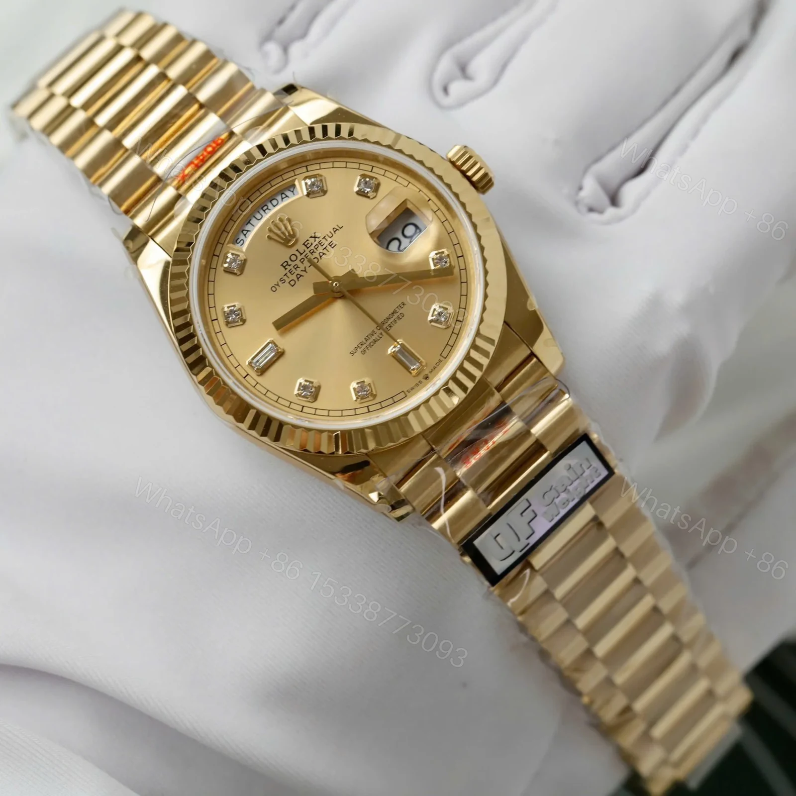 View 3 of Superclone Rolex Day-Date Champagne Diamond Dial 128238-0008 36 mm