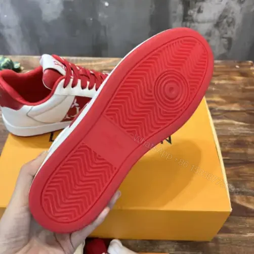View 9 of LOUIS VUITTON RIVOLI LOW-TOP SNEAKERS IN WHITE AND RED – LSVT371