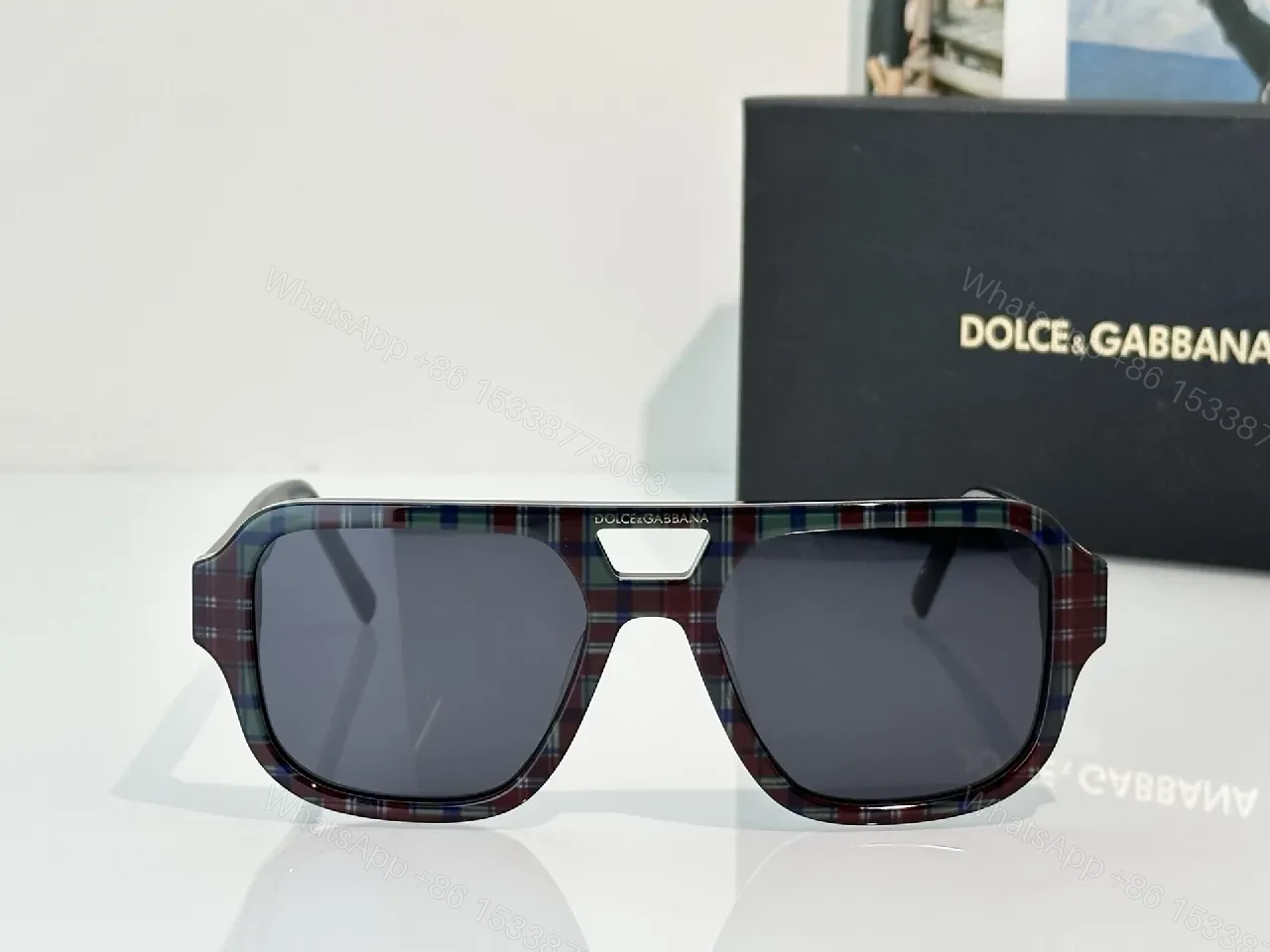 View 7 of Bold Plaid Frames Sunglasses: Designer-Style, UV Protection