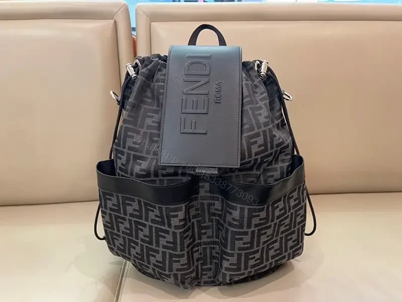 Dark Gray & Black Monogram Backpack with Front Flap — view 1