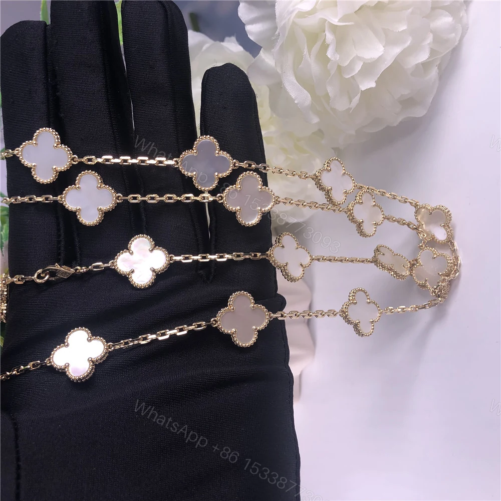 View 4 of VCA 18ct Yellow Gold Alhambra Necklace Mother-Of-Pearl 20 Motifs
