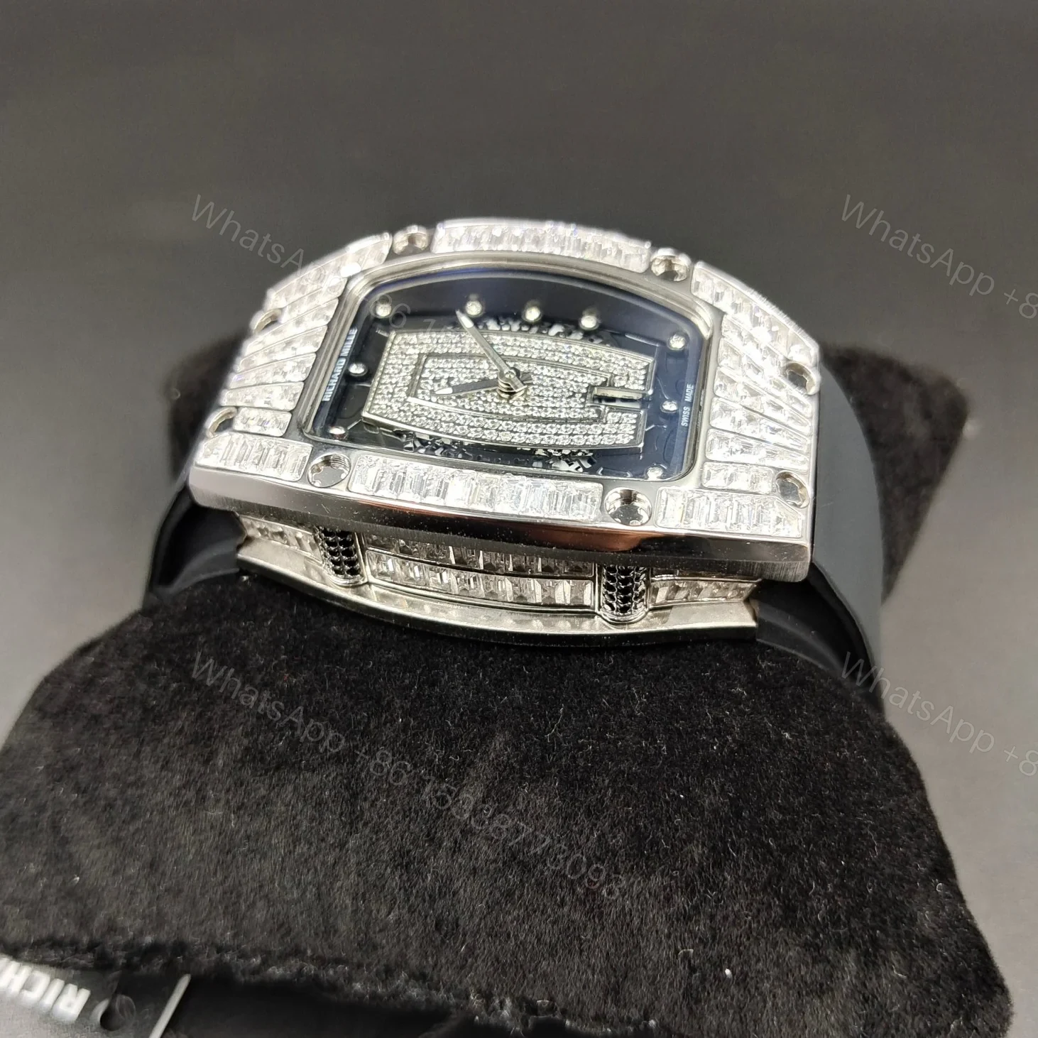 View 2 of Richard Mille RM007 Diamond Crown Ladies Watch Automatic Skeleton Diamond Dial Curved Bezel Premium Edition RM-RM007-DIA-LADY-AUTO