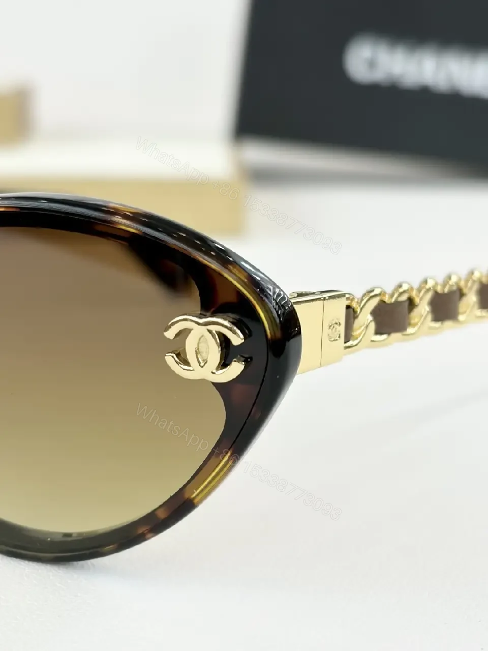 View 3 of Cat-Eye Sunglasses with Gold Detailing, Gradient UV400 Lens