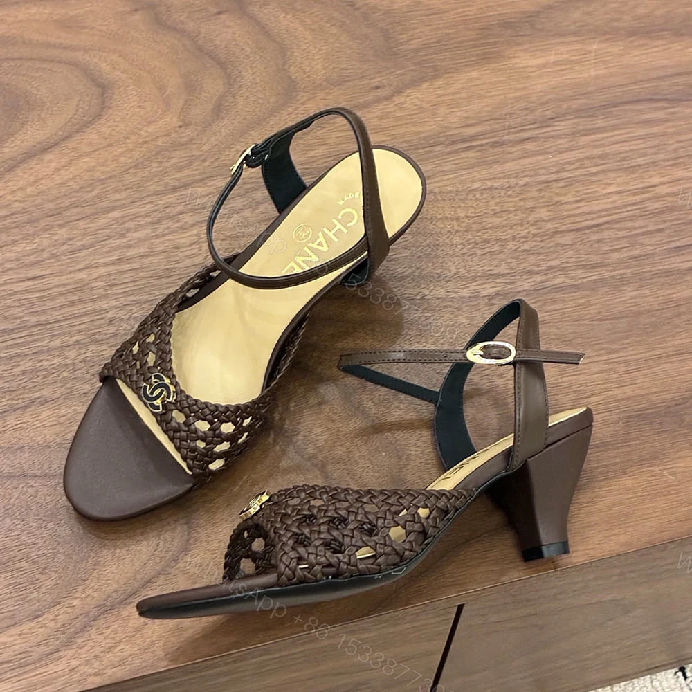 View 5 of CHANEL Braided Ankle-Strap Sandals 360978