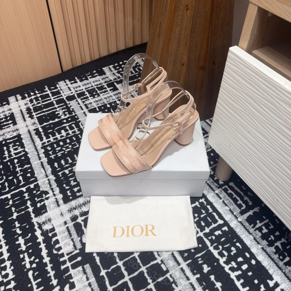 View 4 of 高仿Dior*Dway系列KDQ895一字高跟刺繡涼鞋裸色免檢版