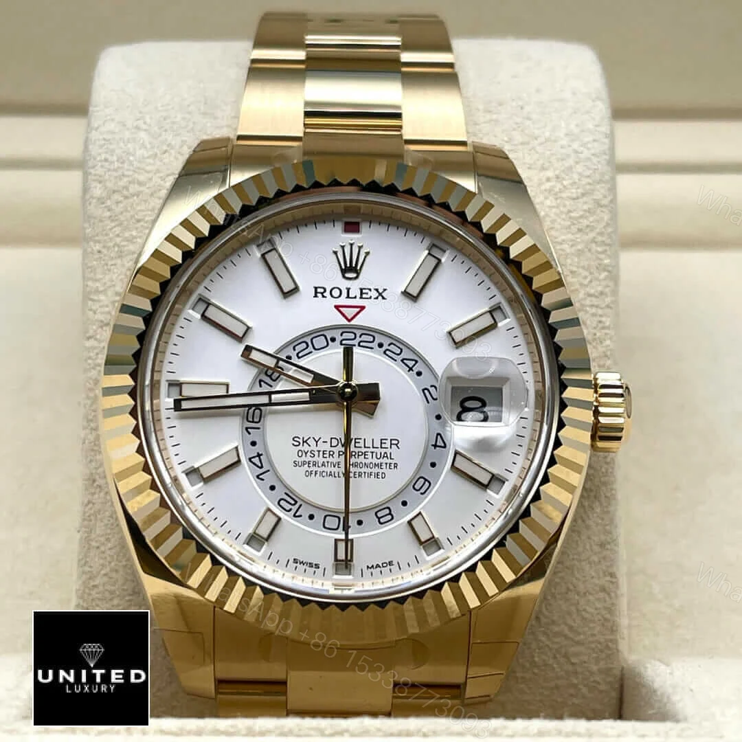 View 6 of Rolex Sky-Dweller Yellow Gold Fluted Bezel Replica