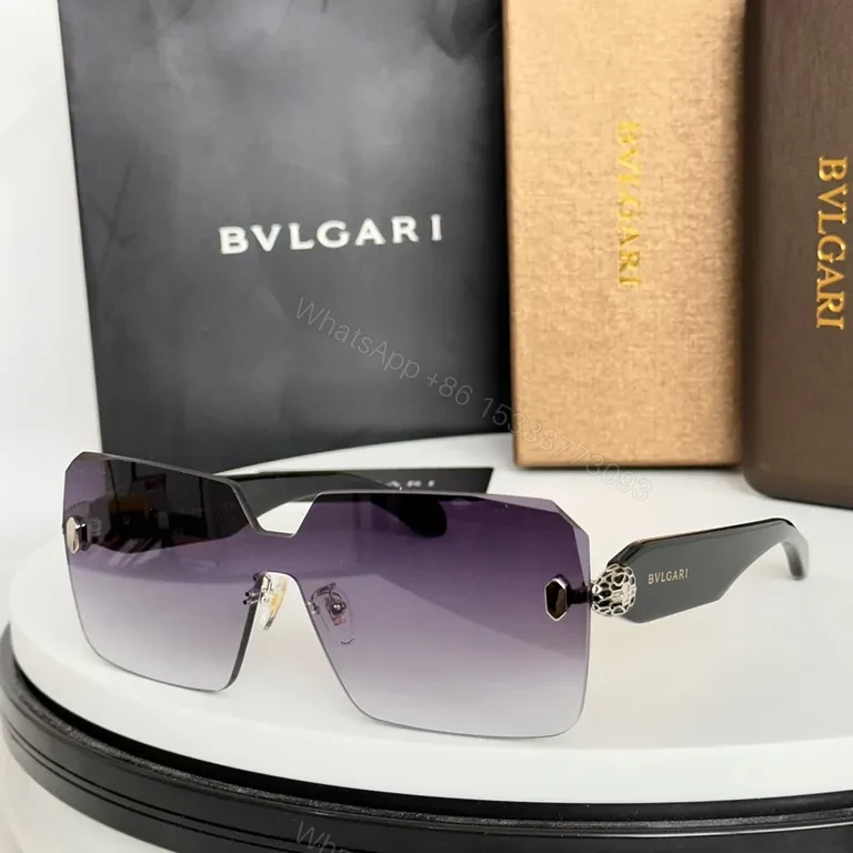 View 5 of Boldly Minimalist BVLGARI Sunglasses: Sculpted Edge Shield Style
