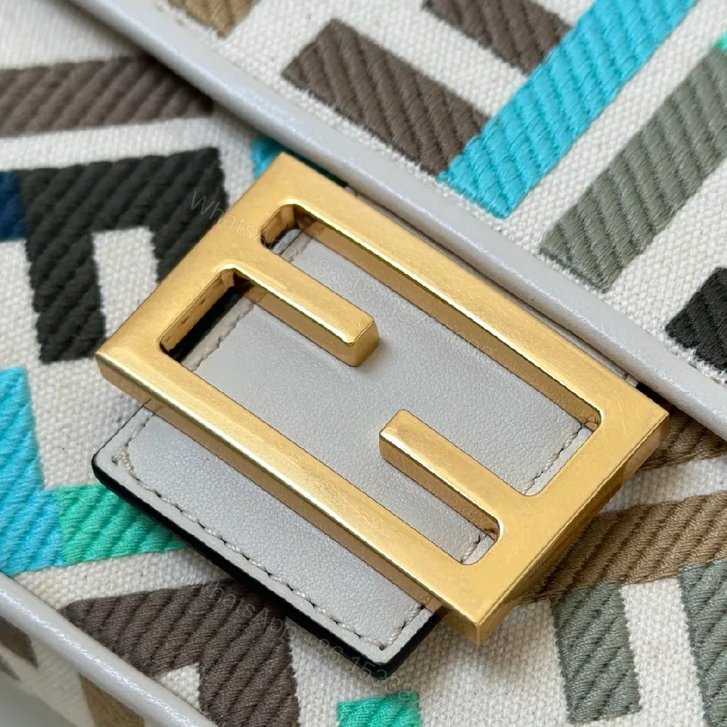 View 7 of Geometric Pattern Bag with Bold Gold Hardware Crossbody