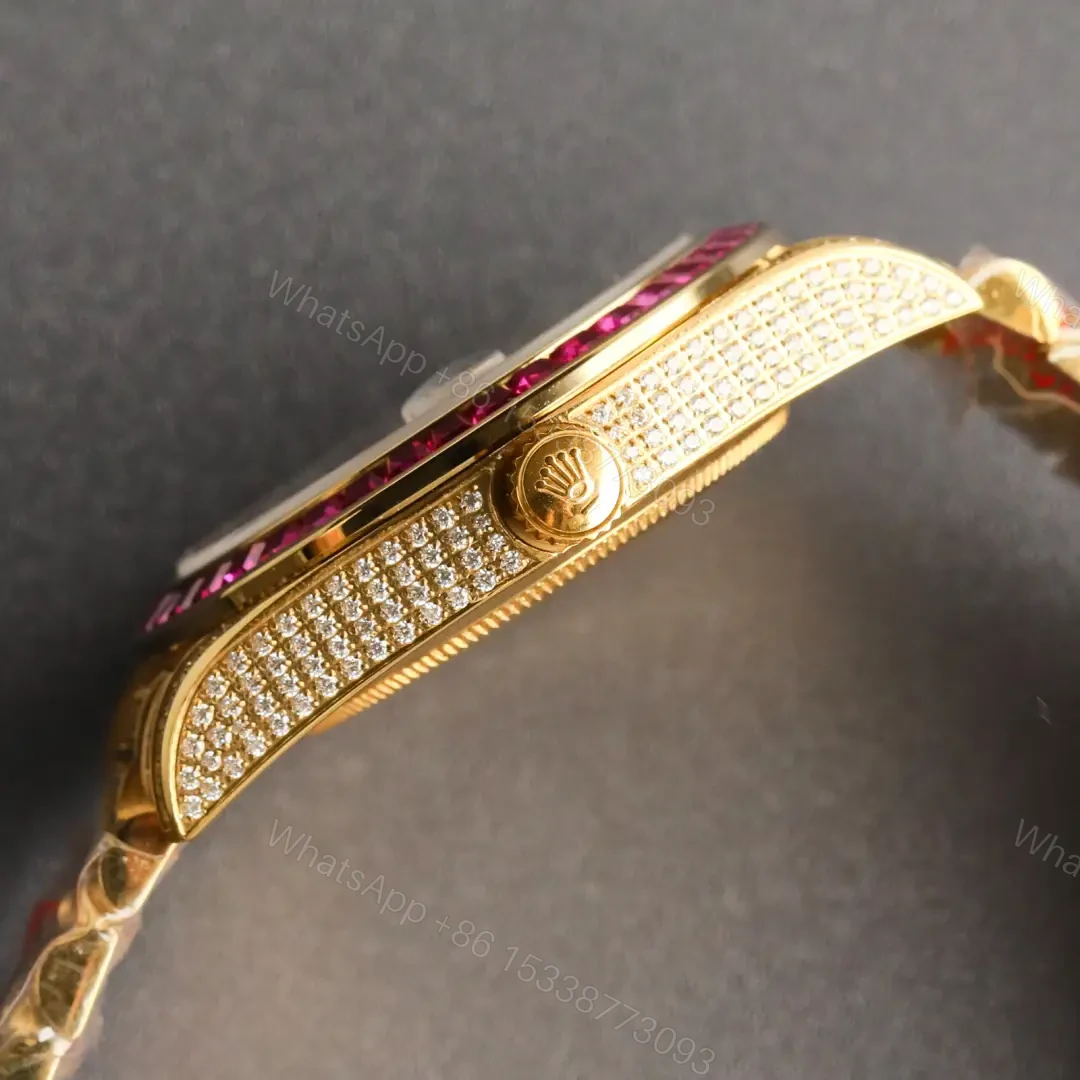 View 7 of Stunning rolex day date replica 41MM Yellow Gold Ruby Diamond Edition RG-DD-41MM-YG-RUBY-DIAMOND