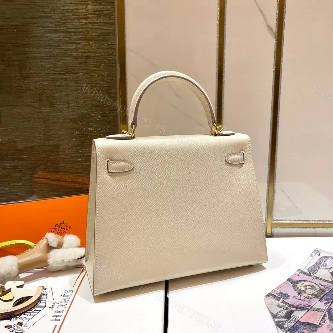 View 4 of HN 25CM WHITE EPSOM LEATHER GOLD HARDWARE