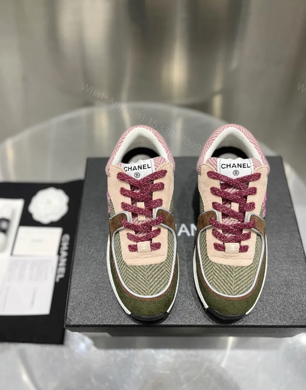 View 5 of Patterned Knit Runner: Suede-Mesh, Logo Luxe Sneakers