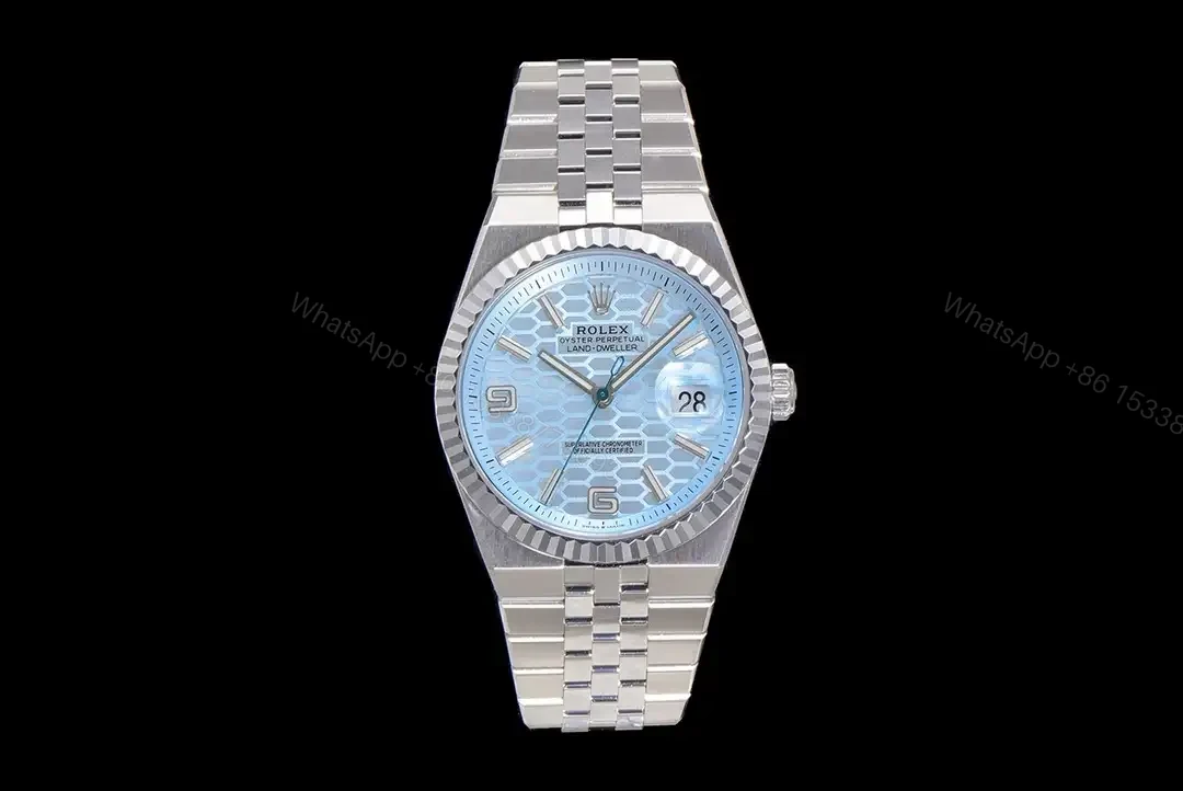 Rolex Land-Dweller 40 Platinum Ice Blue Dial Flat Jubilee 127336-0001 — view 1