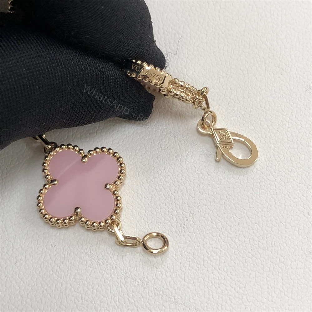 Van Cleef & Arpels Vintage Alhambra Bracelet 5 Motifs Pink Opal — view 2
