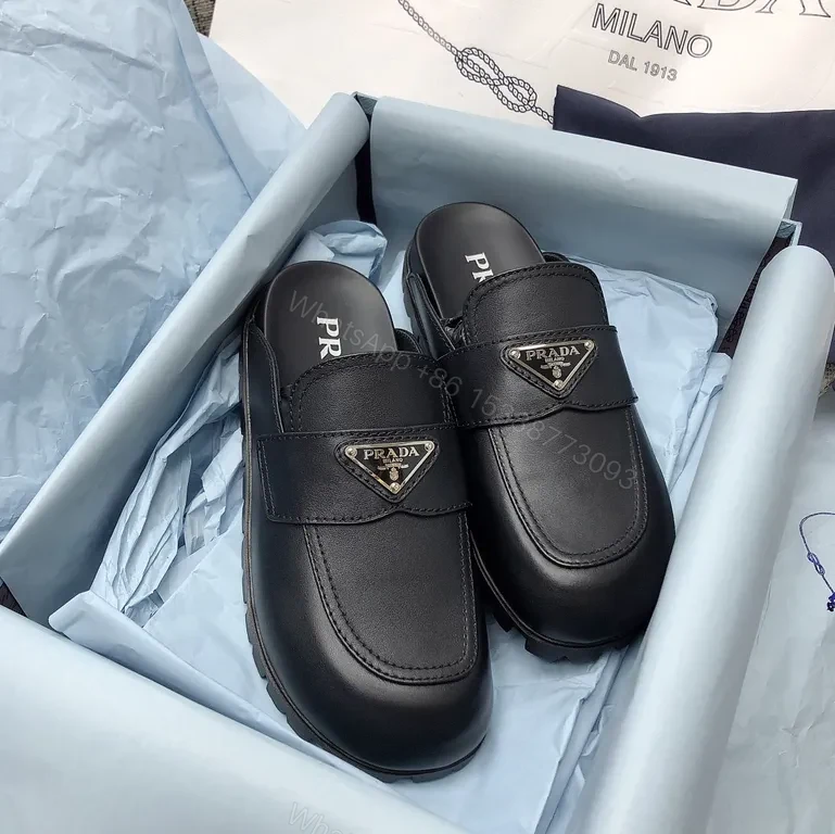 View 7 of Prada Black Leather Loafers â€” Signature Logo, Everyday Sophistication