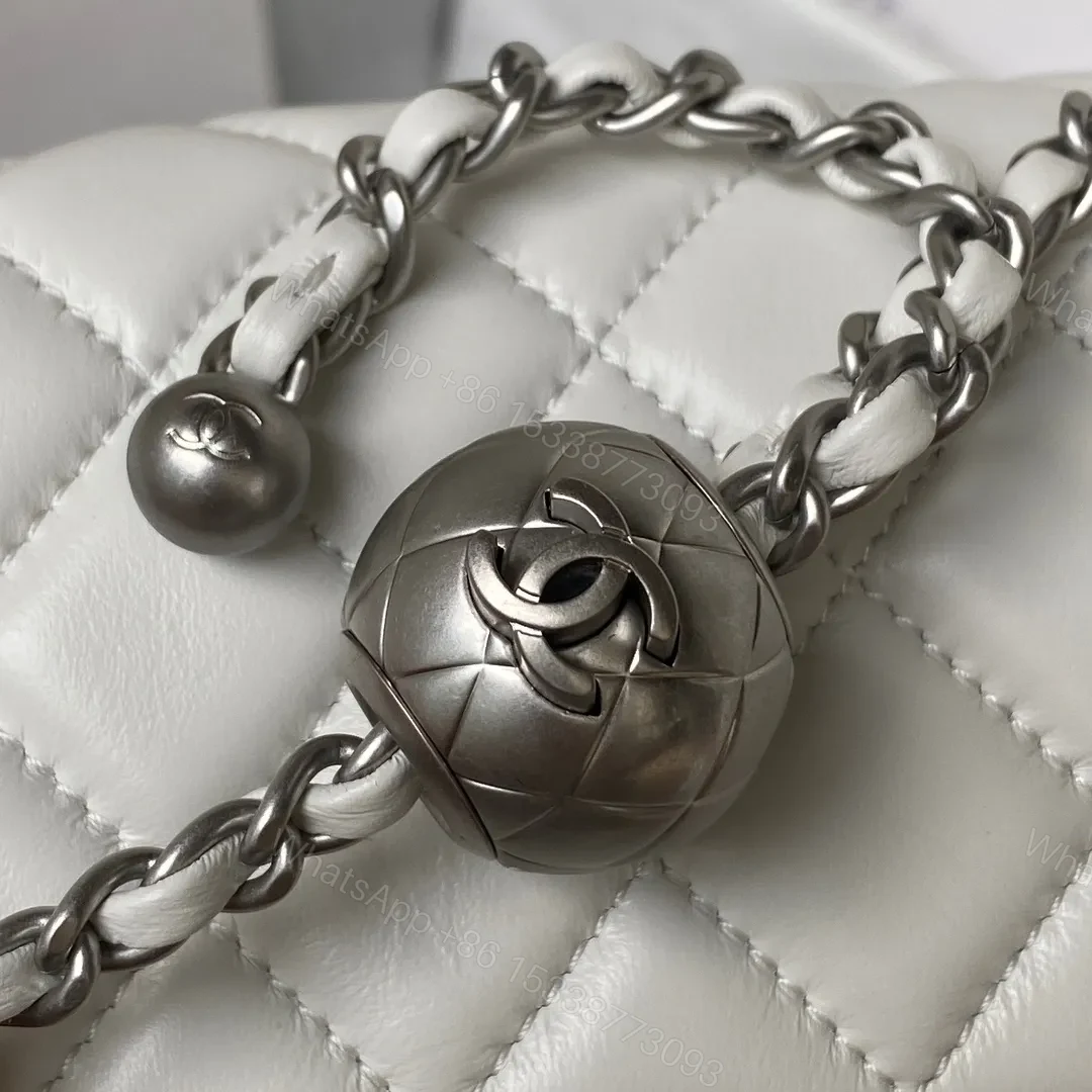 View 2 of Chanel Mini Silver 22 White Calfskin