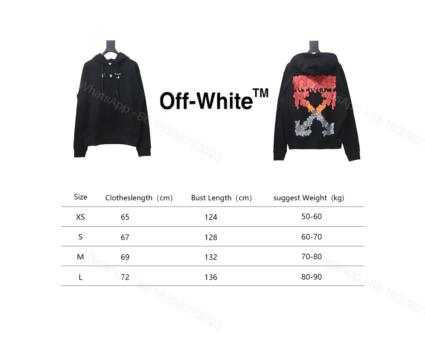 View 2 of Off-white Red and Gray Melted Arrow Hoodie
