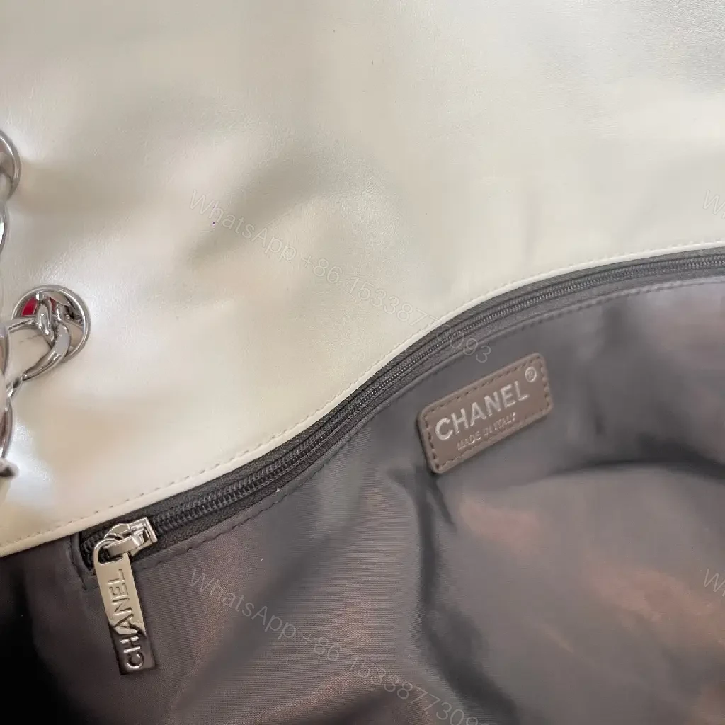 View 3 of White Leather-Accent Satchel: Sleek, Structured Luxury Tote