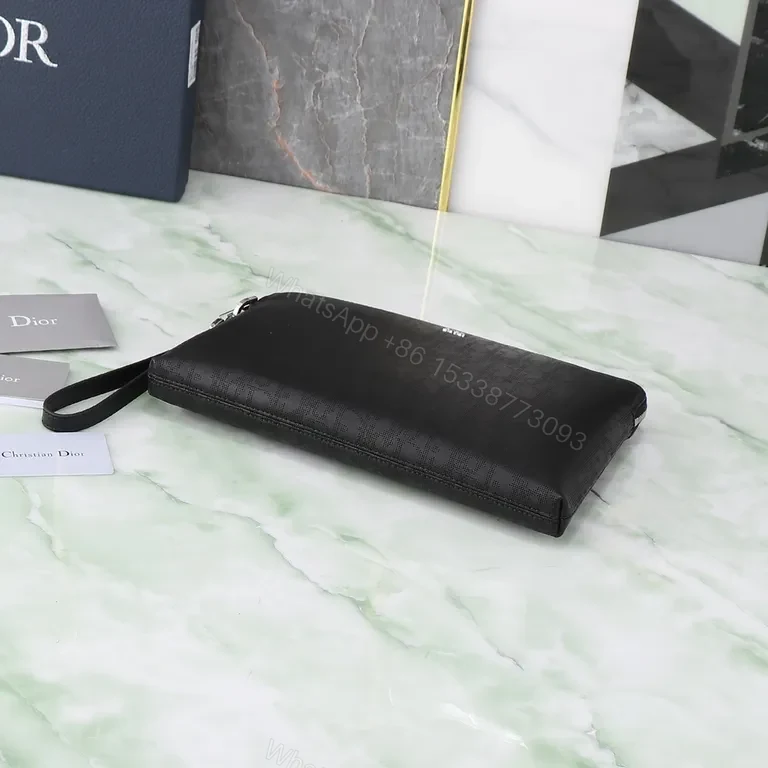 View 7 of Black Dior Monogram Zip Clutch: Sleek, Secure, Multifunctional Carry