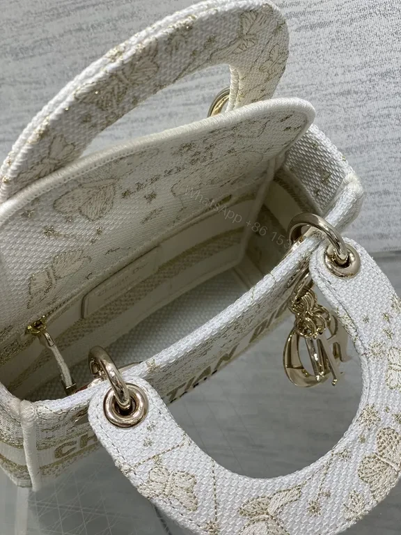 View 6 of Pale Ivory Leather Mini Bag with Gold Hardware - Dior-Inspired Style