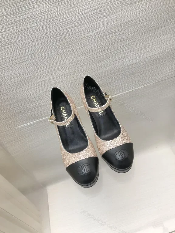 Champagne Glitter Mary Janes: Luxe Comfort Flats — view 1