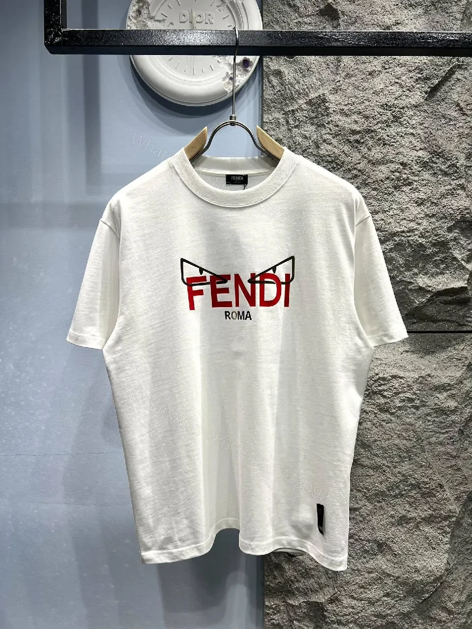 White Cotton Tee: Bold Fendi Logo, Minimalist Luxe Crewneck — view 1