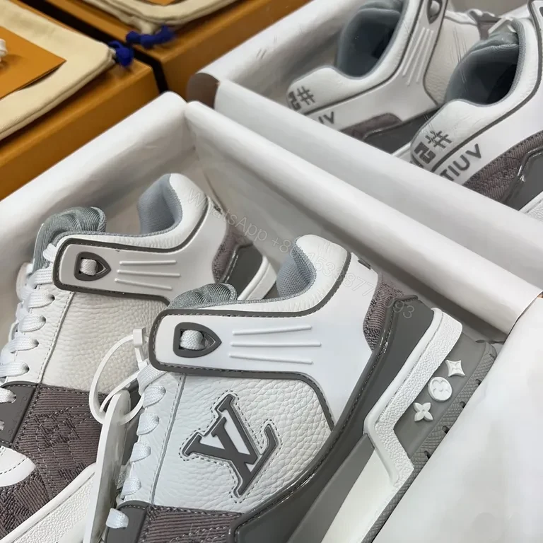 View 2 of Sophisticated LV-Inspired Leather Sneakers - All-Day Comfort