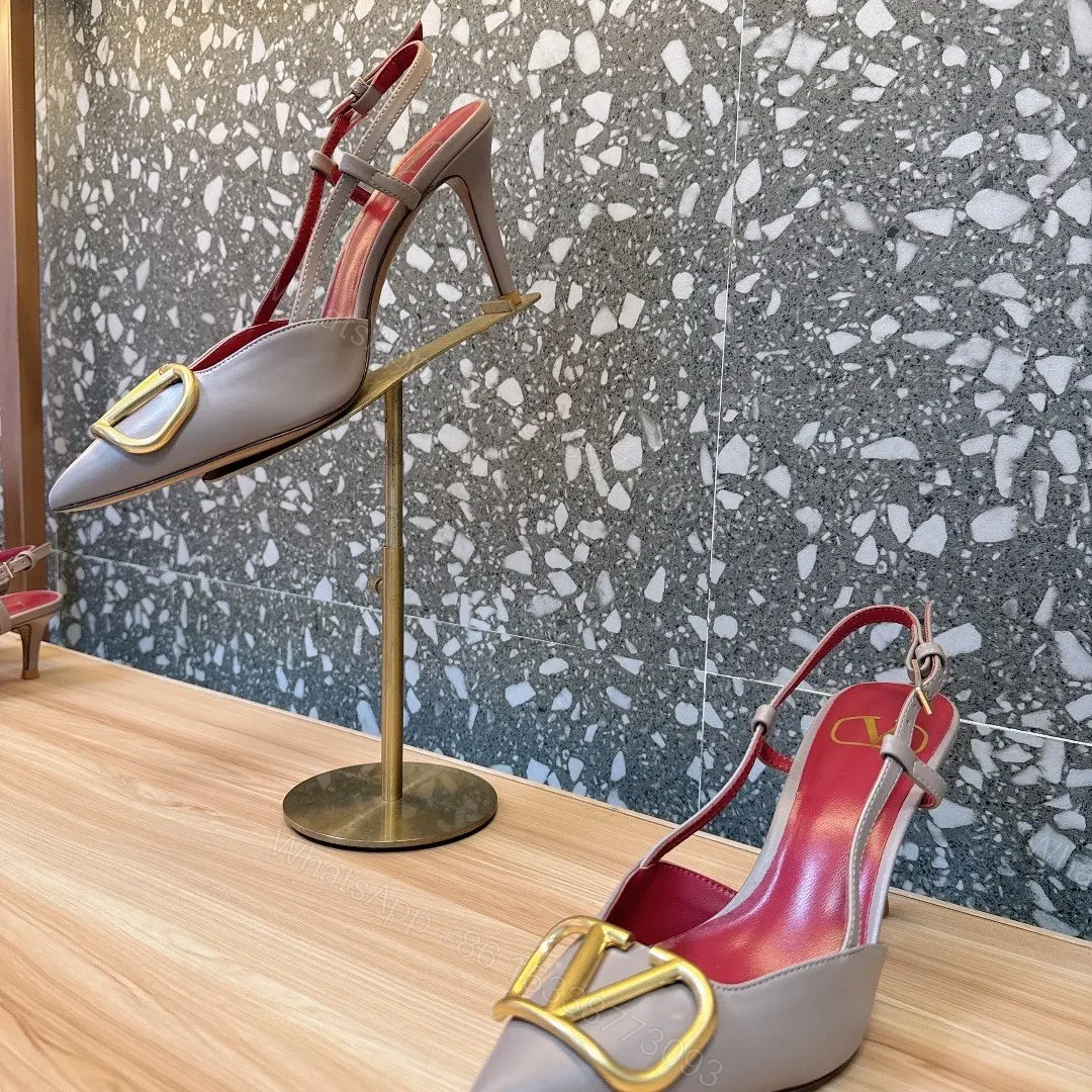 View 4 of Valentino Women Beige Leather Pointed Pumps