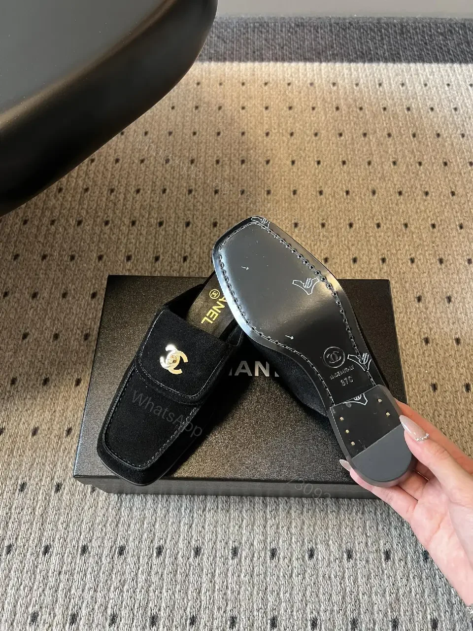 View 4 of Velvet Mules with Gold Hardware – Sophisticated Slip-Ons