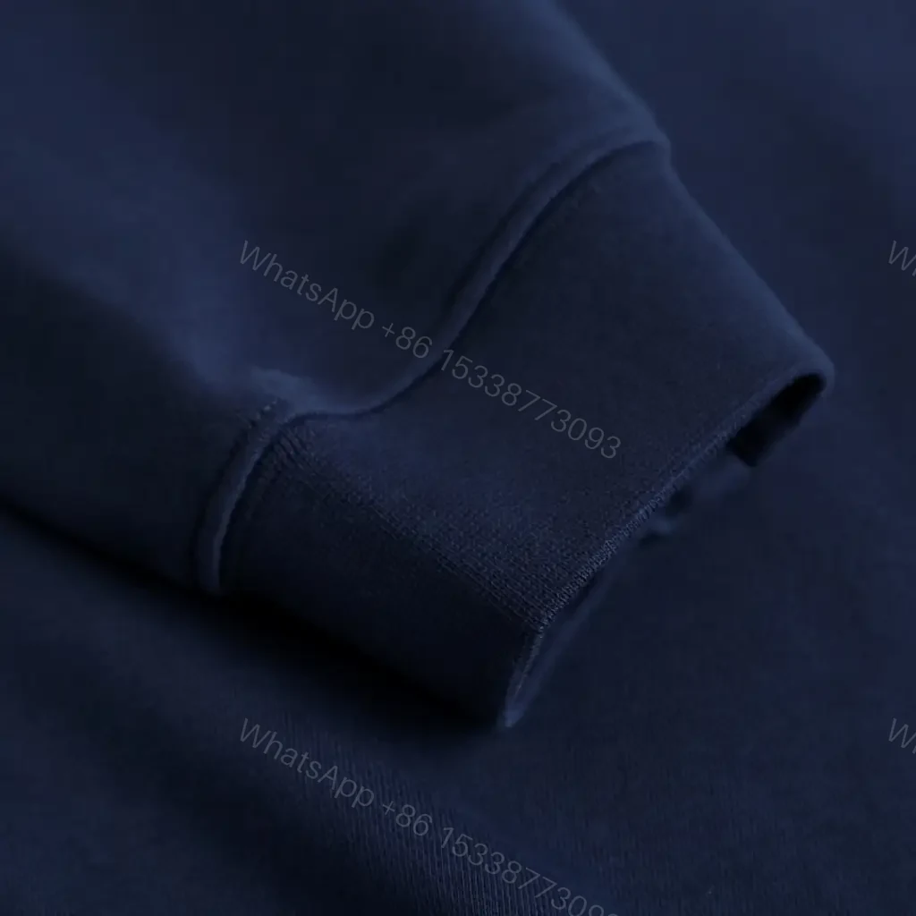 View 8 of Navy Cotton-Blend Crewneck Sweatshirt: Subtle Logo Couture