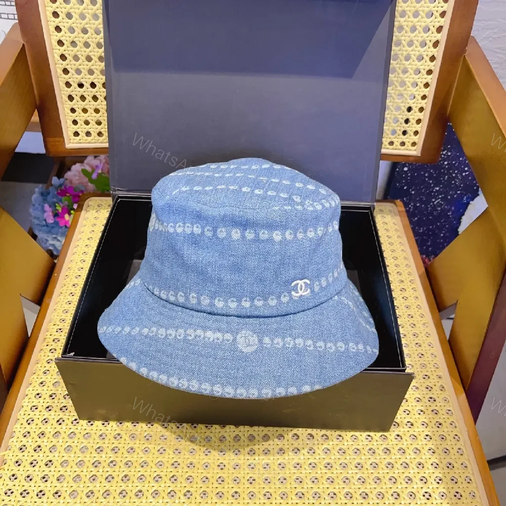 View 8 of Denim Bucket Hat: Chain-Stitch Detail, Designer-Inspired