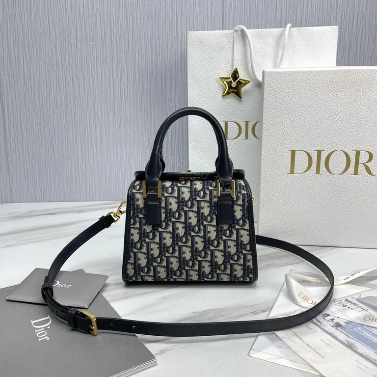 View 5 of Navy Jacquard Satchel: Luxe Structured Style Tote
