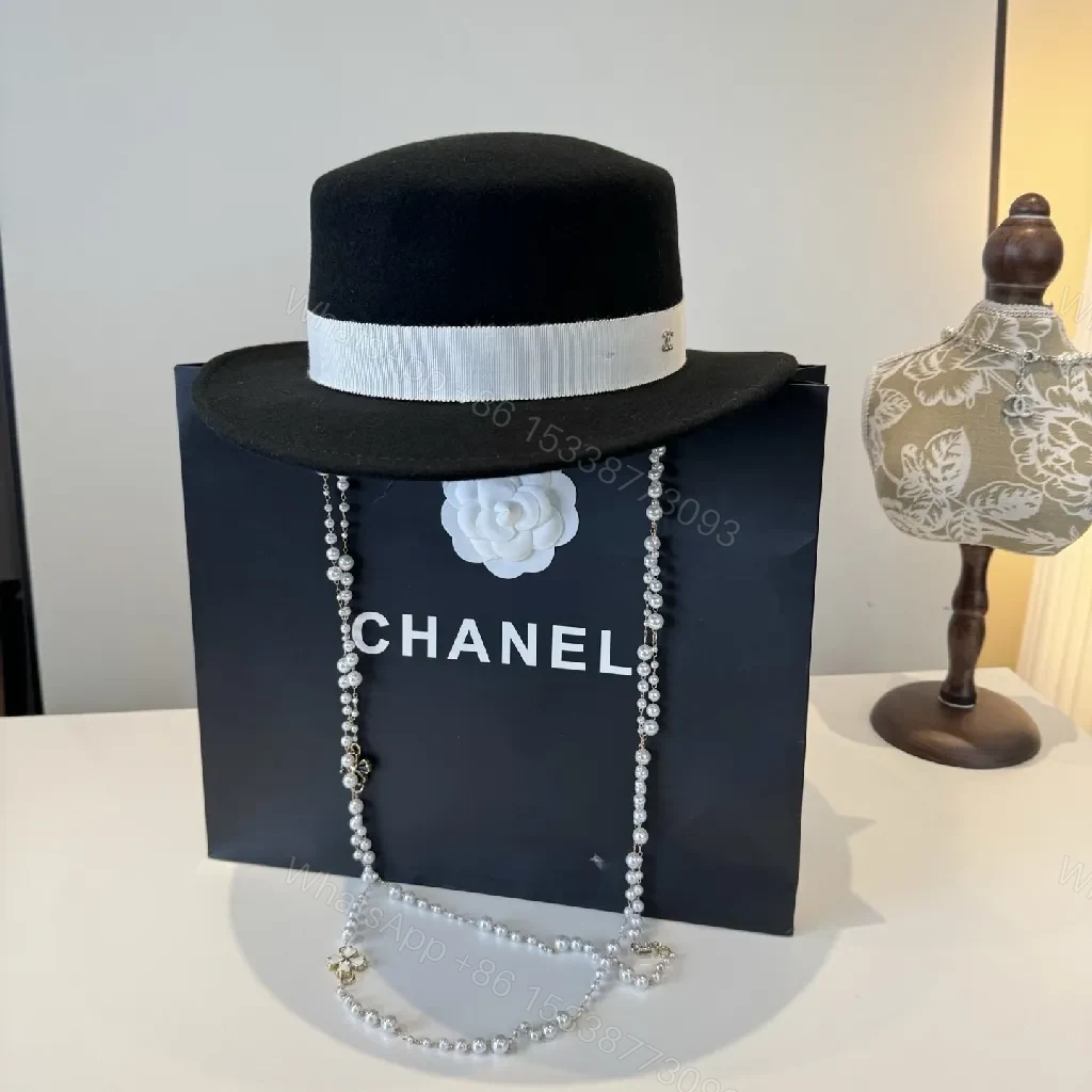 View 7 of Black Fedora + Crystal Necklace Set: Satin Band, Luxe Sparkle