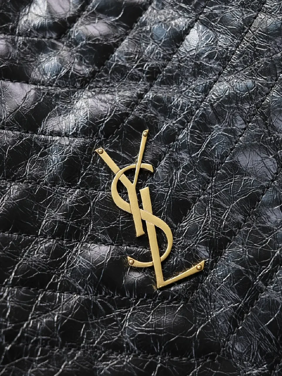 View 3 of Quilted Black Tote with Gold Logo—Luxury Everyday Carry