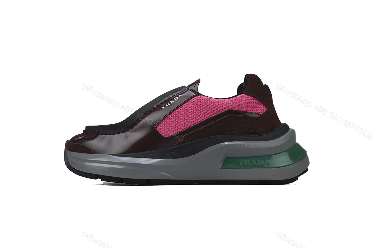 View 6 of Prada Brushed Leather Black Wine Red