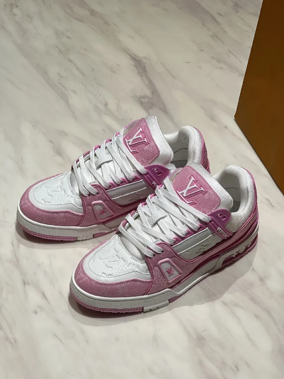 View 2 of Playful Pink Leather Court Sneakers — Cushioned All-Day Comfort