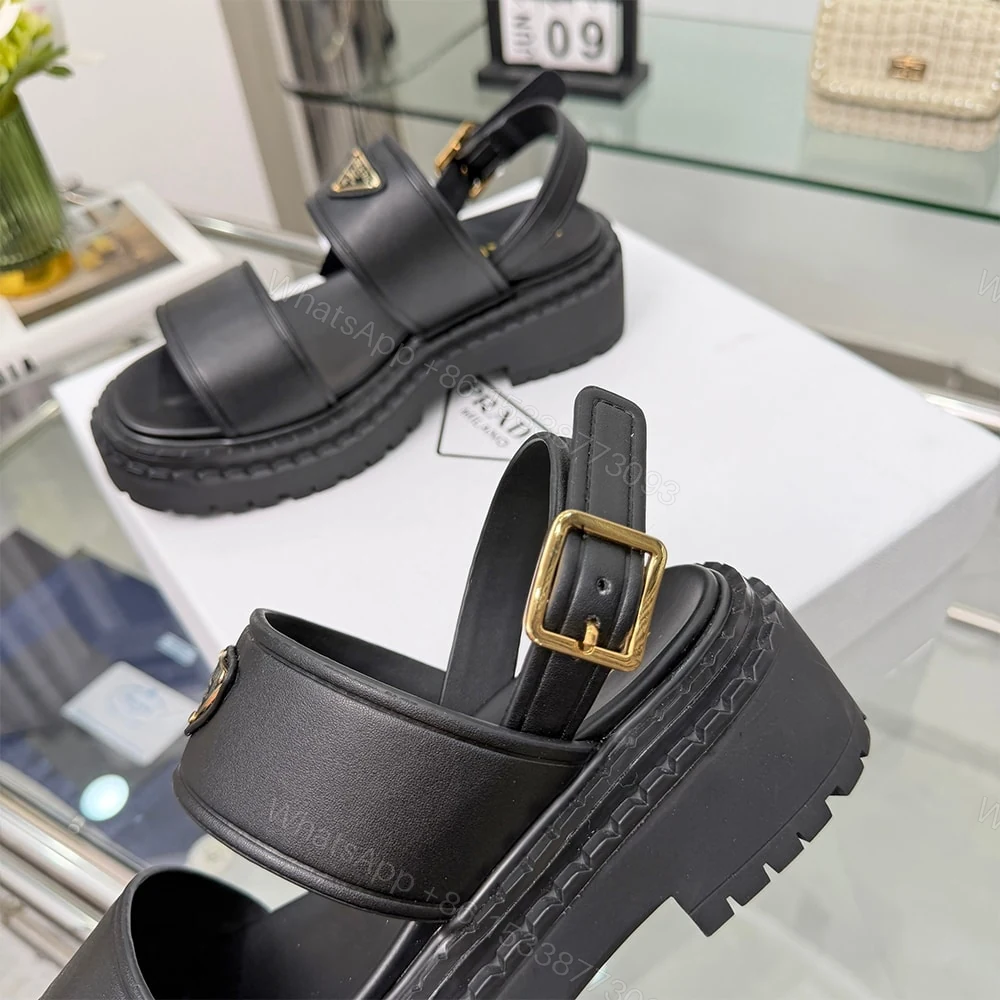 View 7 of PRADA Leather Platform Sandals 614971