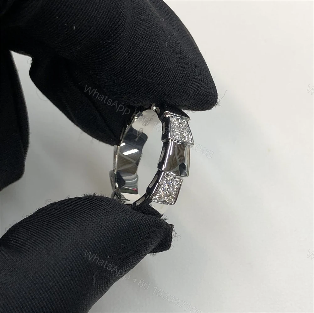 View 3 of Bvlgari Serpenti Viper Ring White Gold Half Pave Diamonds 353295