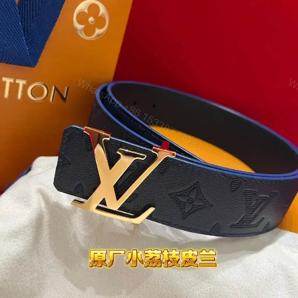 View 8 of Blue Embossed Monogram Belt: Luxe Everyday Accessory