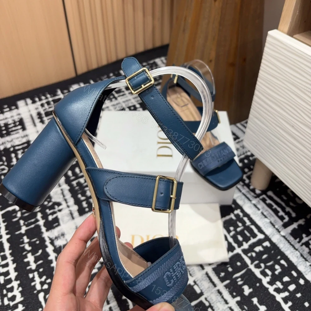 View 5 of 高仿Dior*Dway3系列KDO185高跟刺繡涼鞋藍色免檢版