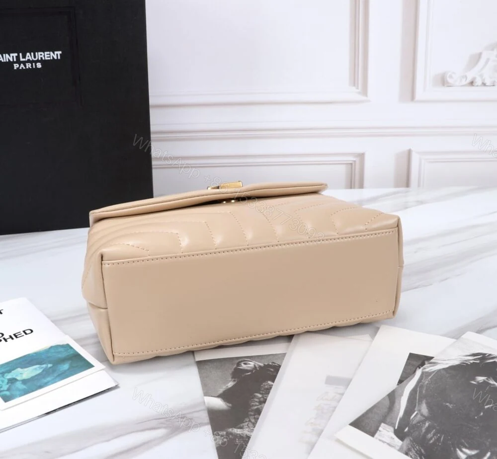 View 5 of Saint Laurent Loulou Small Chain Bag In Matelassé Y Beige Gold 23Cm 494699DV7272721