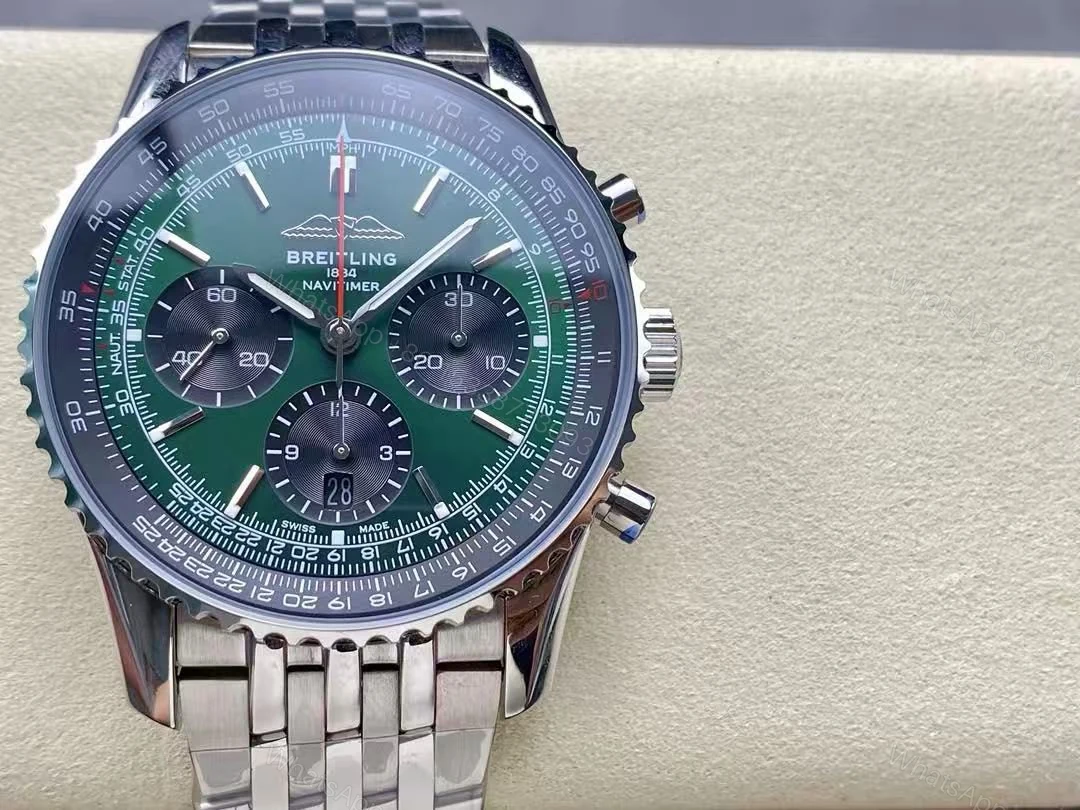 View 2 of Replica Breitling Navitimer Men Automatic Green Stainless Steel Watch AB0137241L1A1