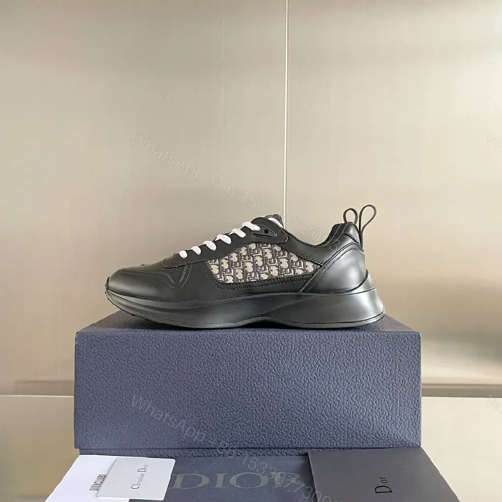 View 3 of Monochrome Leather Runner: Textured Luxury Sneaker