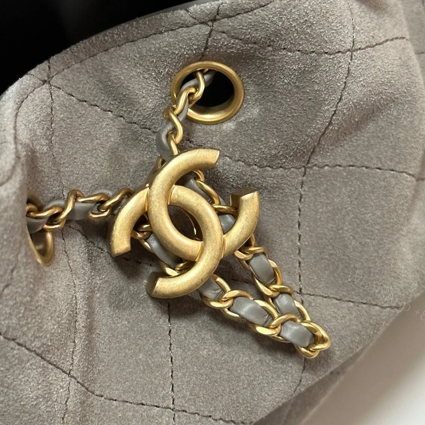 View 3 of NEW CHANEL 25 HANDBAG 30 IN NATURAL GREY SUEDE GOLD HARDWARE
