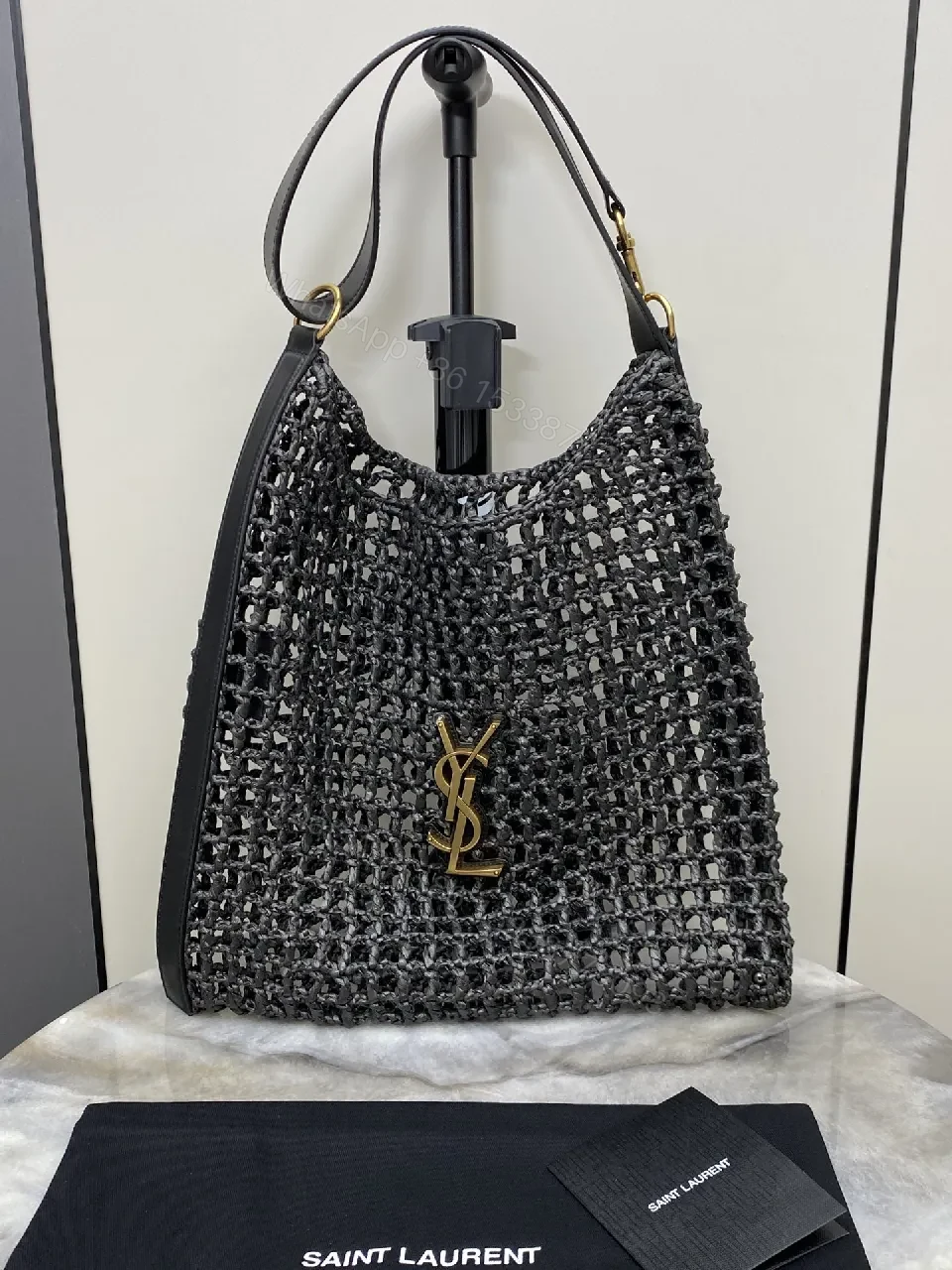 Open-Weave Tote: Textured Luxury with Gold Charm, Tote Bag — view 1
