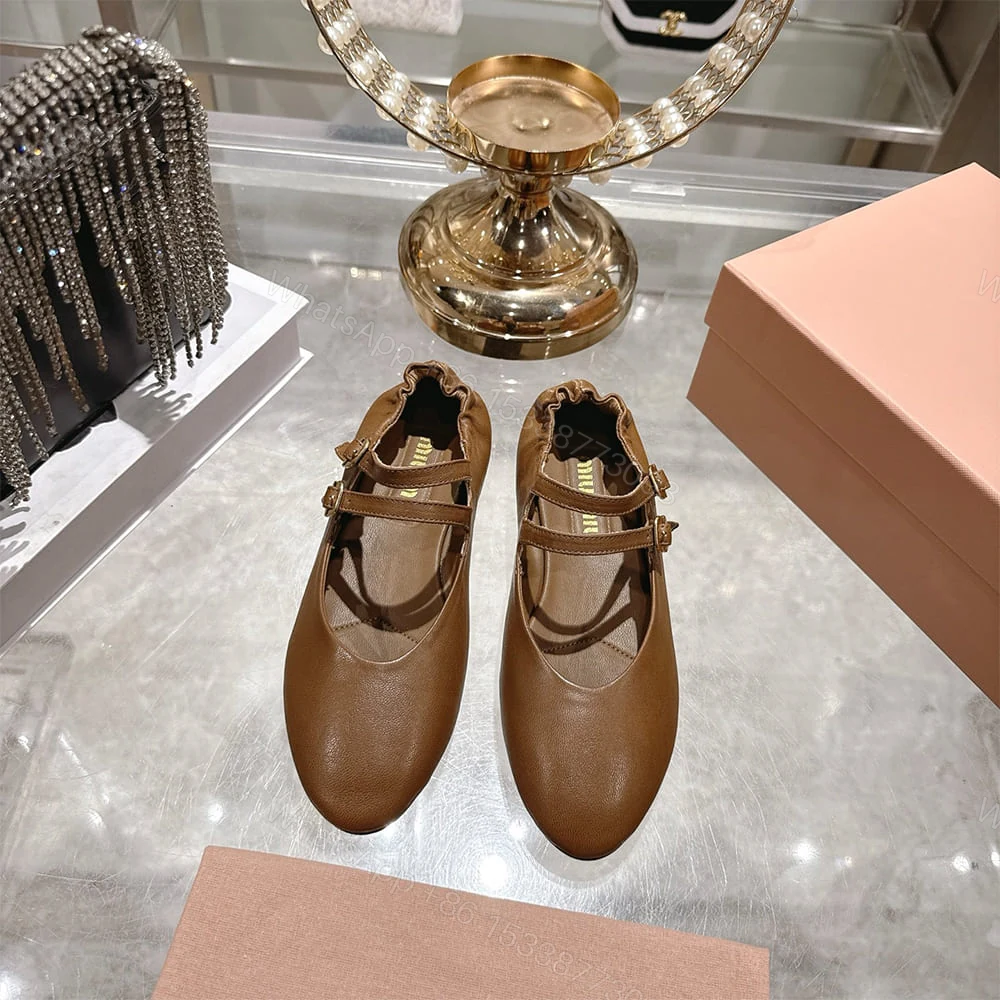 View 3 of MIUMIU Ruched Nappa Leather Ballet Flats 181975