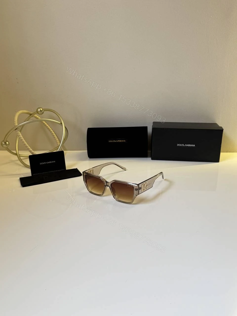 First Copy Dolce & Gabbana Gold Aviator Sunglasses Brown Gradient Unisex UV Protection — view 1