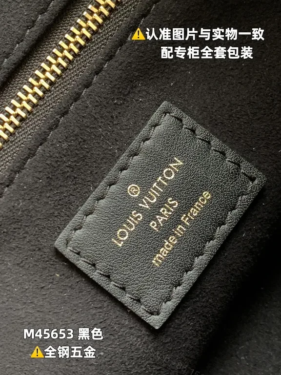 View 7 of Structured Black Monogram Tote â€” Luxury Grained Leather Bag