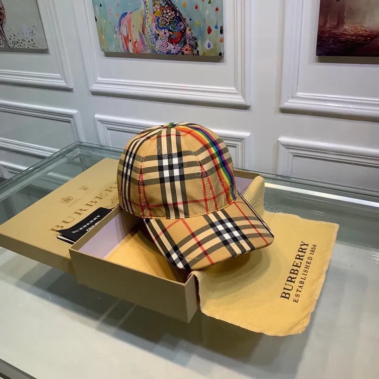 View 7 of Signature Burberry Plaid Cap: Premium Cotton-Twill, Unisex Style