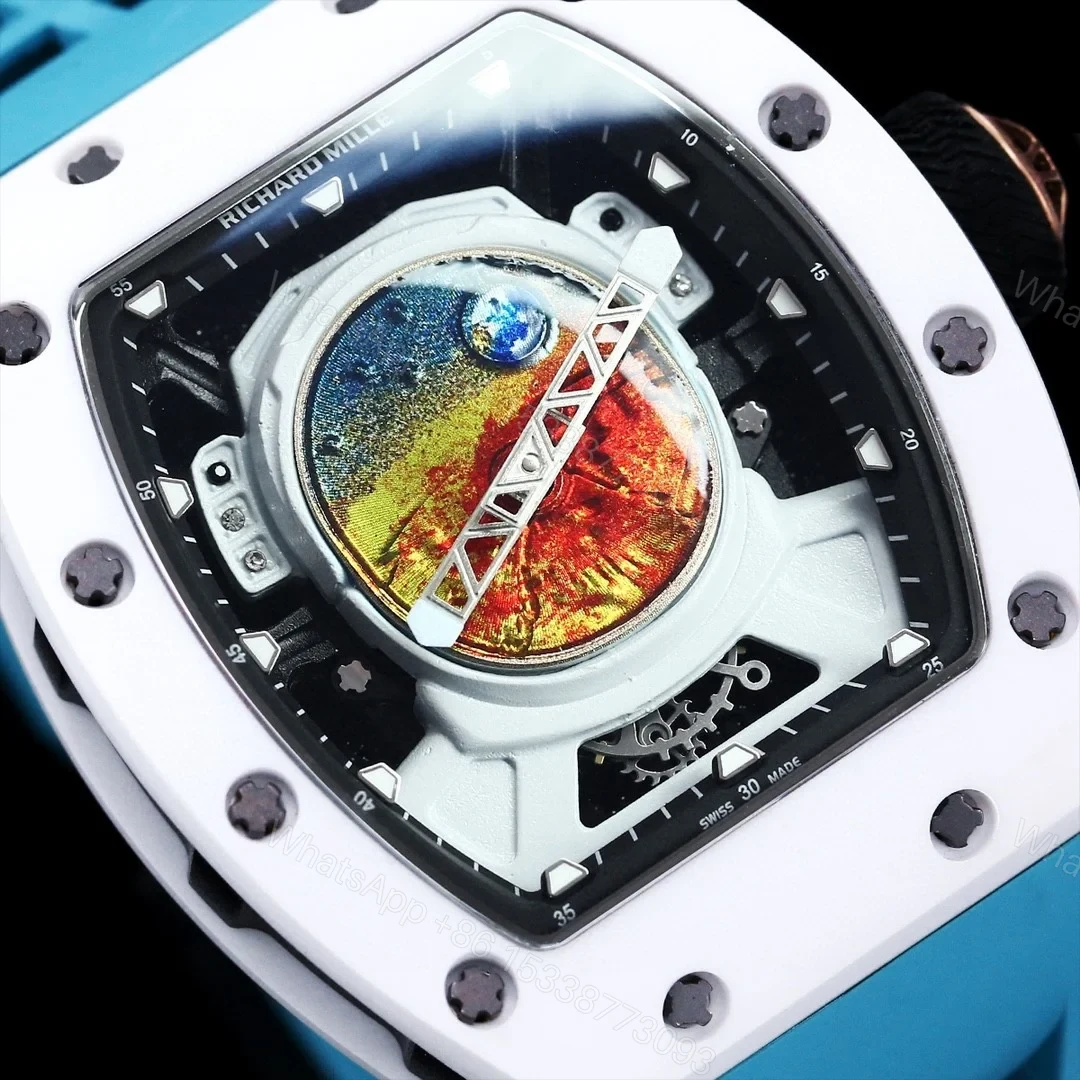 View 8 of Richard Mille RM52-05 Pharrell Williams Mars Mission Watch White Case Blue Strap Premium Edition RM-RM52-05-PW-WHT-BLU-01