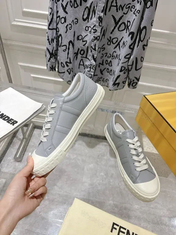 View 5 of Soft Gray & Off-White Luxury Sneakers â€“ Minimalist High-Top Comfort